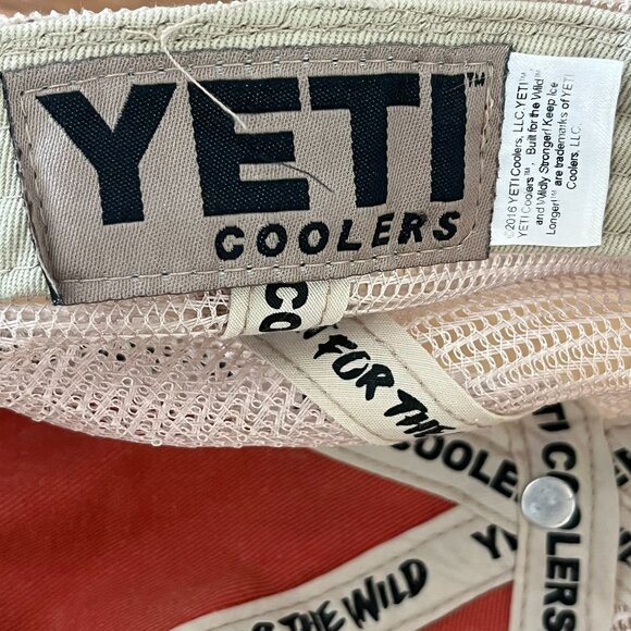 Yeti Coolers Snapback Trucker Hat One Size Fits Most Dad Hat Orange Red Mesh T t - Picture 10 of 10